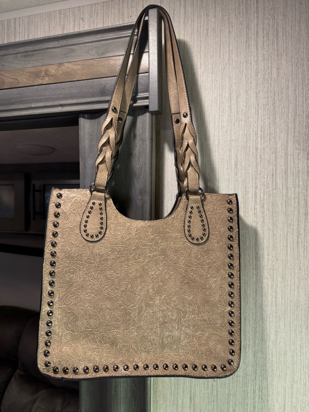 Sam & Hadley  Taupe Studded Embossed Tote